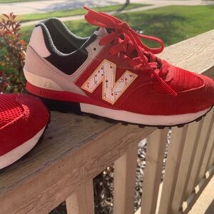 New Balance Red and White Sneakers